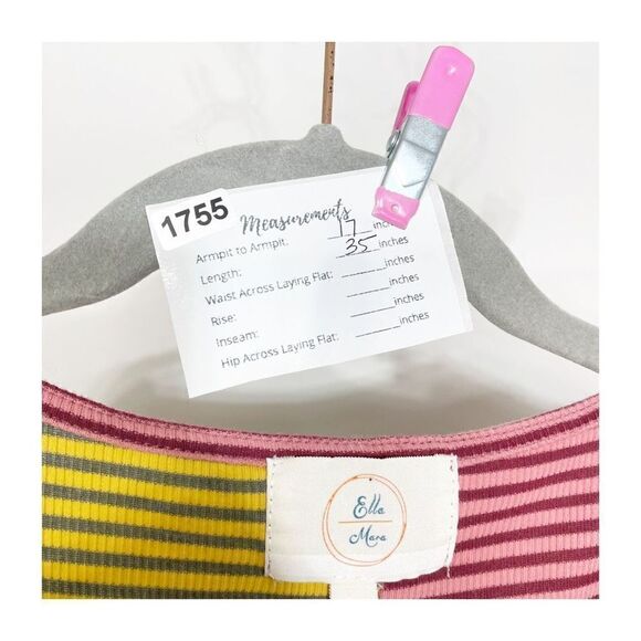 Ella Mara Anthropologie Dress Striped Color Block 2 Tone Pink Yellow flutter Wom - Picture 3 of 7
